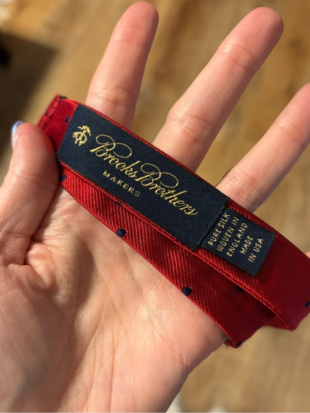 Brooks Brothers 100% Silk Red Blue Polkadot Adjustable Bow Tie 2 1/2 *2 for 20*